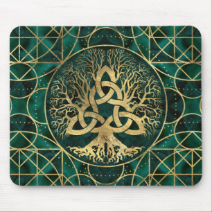 Mousepad Árvore de vida com malaquite e ouro de Triquetra