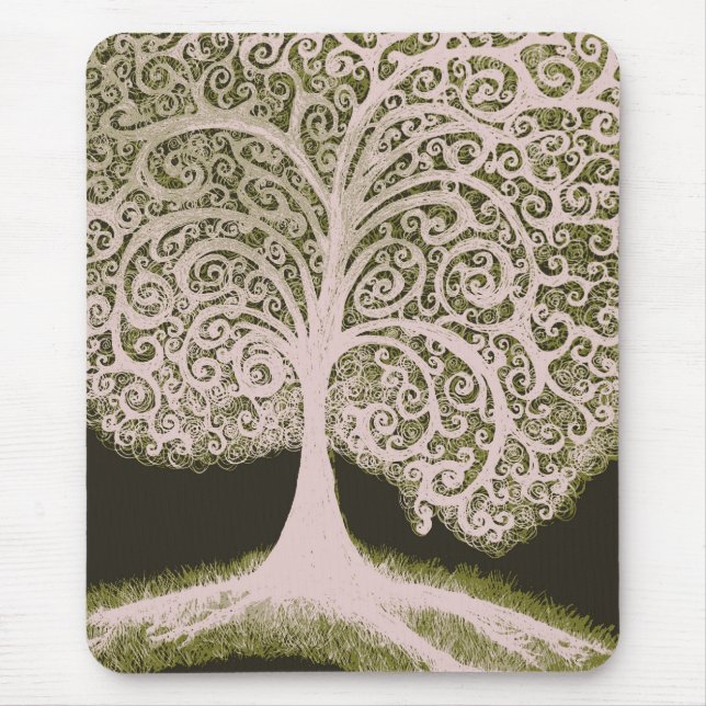 Mousepad Árvore de vida, grn&wht (Frente)