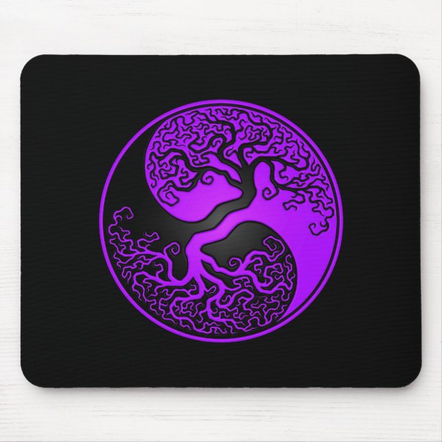 Mousepad Árvore de vida roxa e preta Yin Yang (Frente)