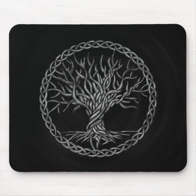 Mousepad Árvore de vida - Yggdrasil - grayscale (Frente)