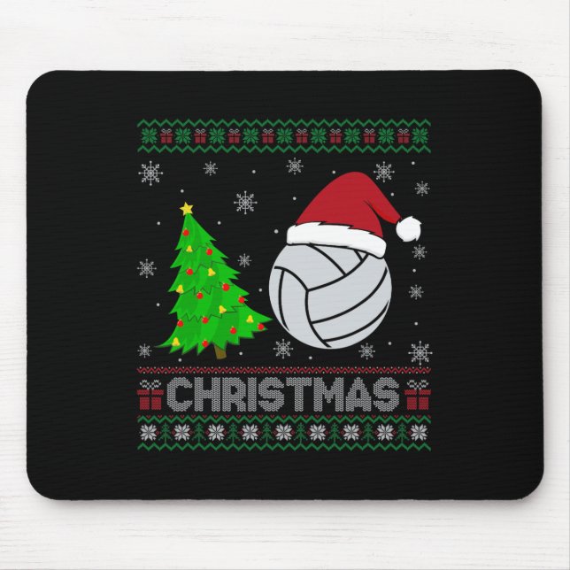 Mousepad Árvore de Voleibol Iluminação Feia de Natal Suor (Frente)