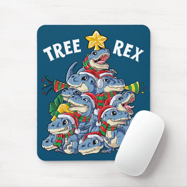 Mousepad Árvore do Dinossauro de Natal Rex Pajamas Men Meni (Com mouse)