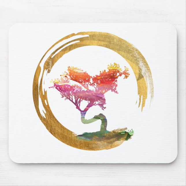Mousepad Árvore dos bonsais. Círculo de Enso do zen. Arte (Frente)