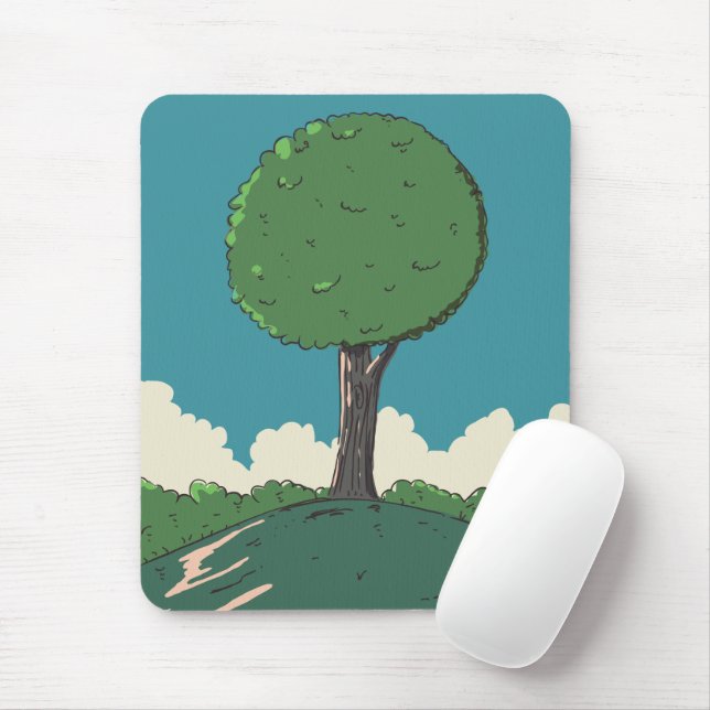 Mousepad Árvore em uma colina (Com mouse)