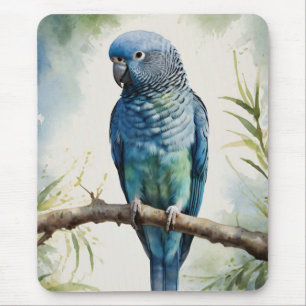 Mousepad Árvore Eucalyptus de periquito azul de aquarela