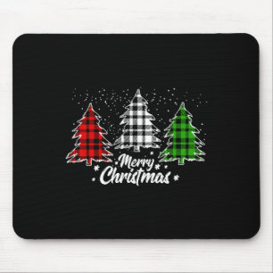 Mousepad Árvore Feliz de Natal Xmas Buffalo Xadrez Vermelho