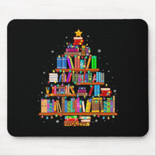 Mousepad Árvore Feliz Natal Amante de Livros Bibliotecário