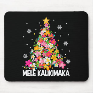 Mousepad Árvore Floral de Natal Havaiana Mele Kalikimaka Tr