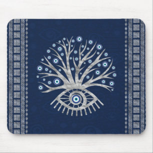 Mousepad Árvore grega do olho - Mati Mataki - prata de