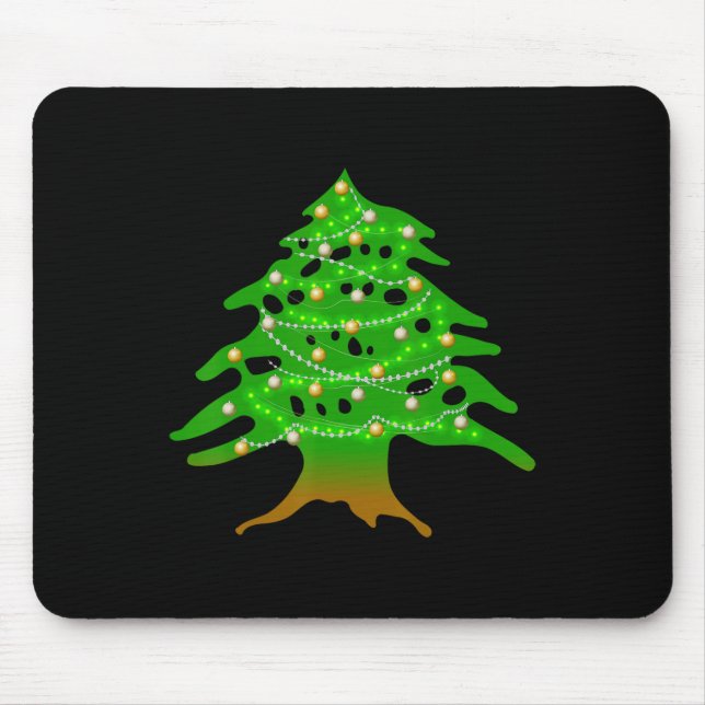Mousepad Árvore Libanesa Natal Bandeira do Líbano Ced (Frente)