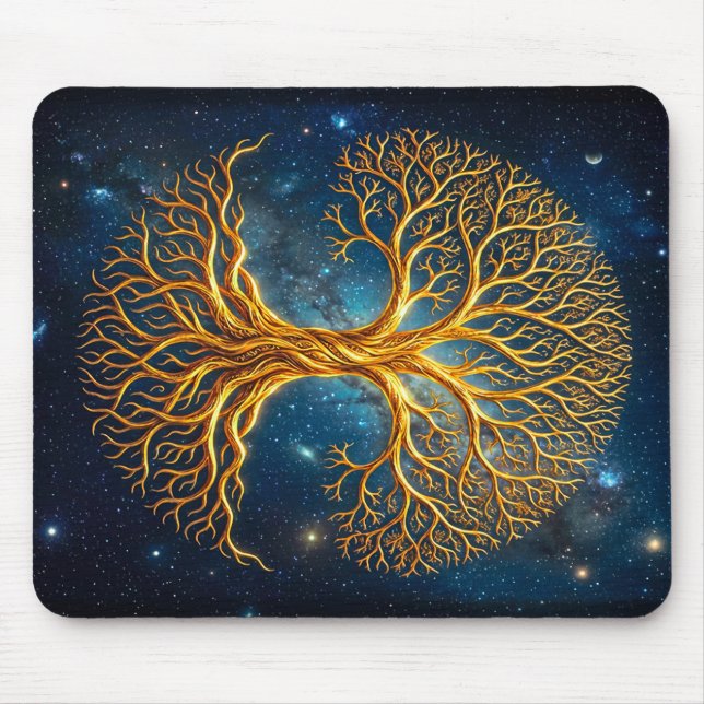Mousepad Árvore Mística da Vida Azul Biocósmica (Frente)