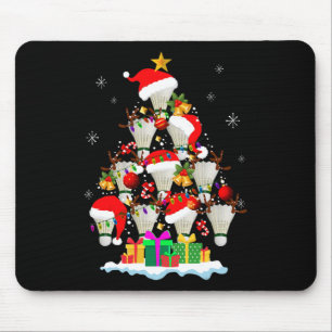Mousepad Árvore Natal Badminton Ball Santa Hat Engraçado Xm