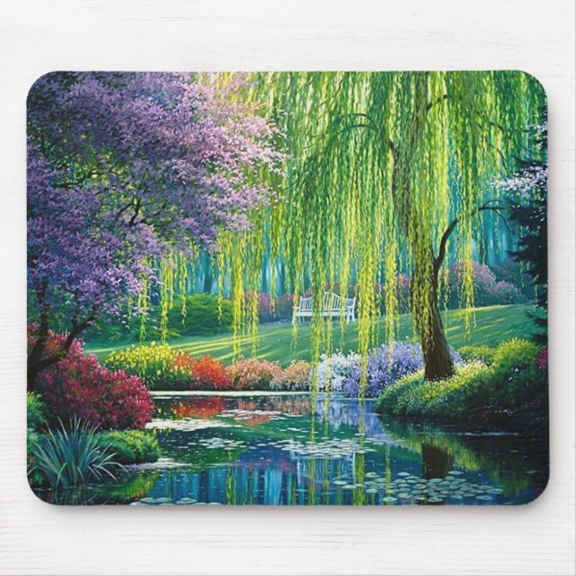Mousepad Árvore selvagem sobre a arte aquática fina (Frente)