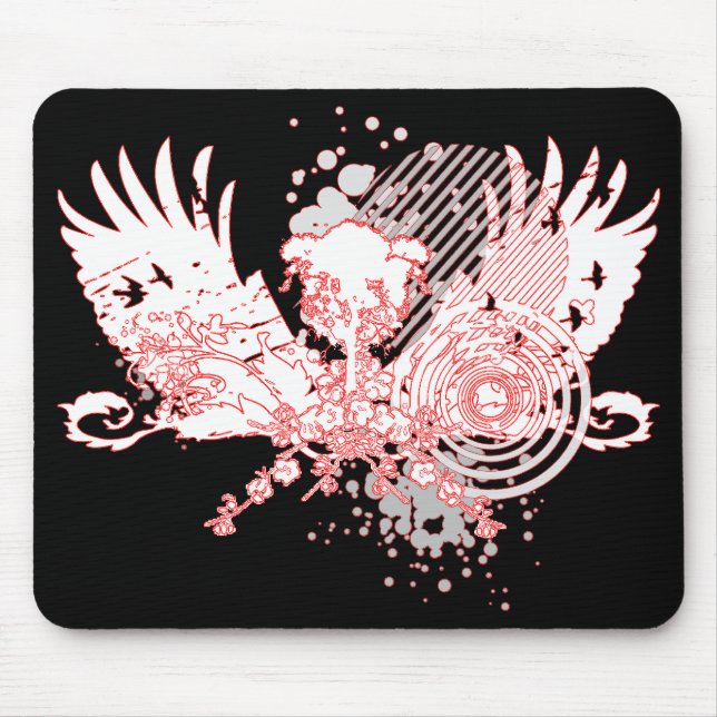 Mousepad árvore traçada. vermelha e branca. (Frente)