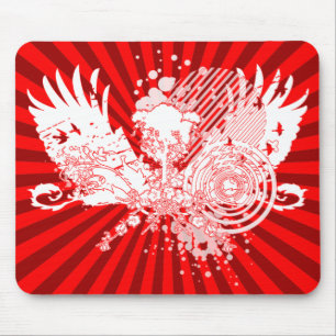 Mousepad árvore traçada. vermelho & branco e raios.