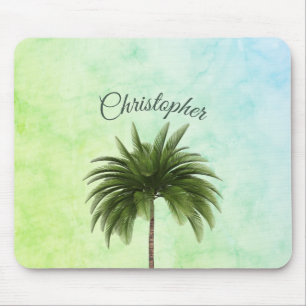 Mousepad Árvore Tropical Palm Na moda Verde Marbled