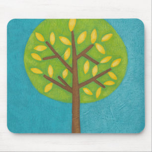 Mousepad Árvore verde com folhas amarelas por Chariklia Za