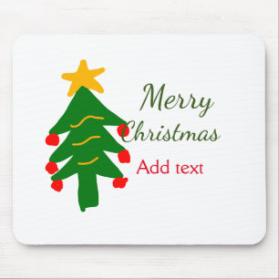 Mousepad Árvore verde de natal vermelho feliz Natal adicion