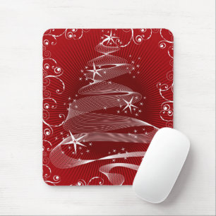 Mousepad Árvore vermelha abstrata de X'mas & redemoinhos