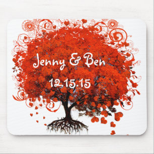 Mousepad Árvore Vermelha Tapete de Rato de Casamento