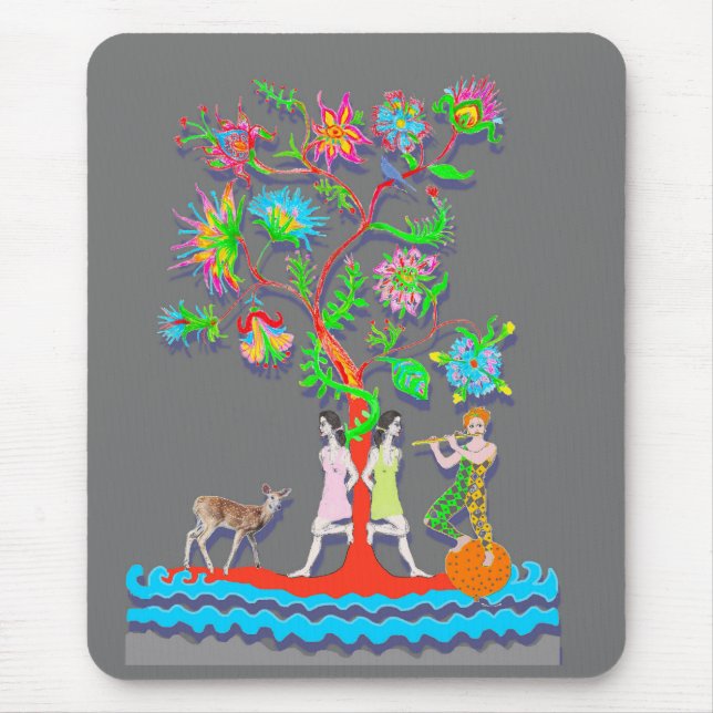 Mousepad Árvore Vibrante Colorida com Figuras (Frente)