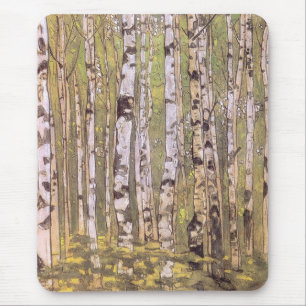 Mousepad Árvores-aves numa Floresta Florestal (Roerich)