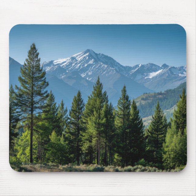 Mousepad Árvores Coníferas com Fundo de Montanha (Frente)