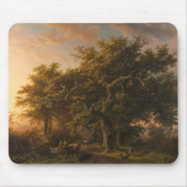 Mousepad Árvores de Carvalho em Paisagem Florestal (Cena de