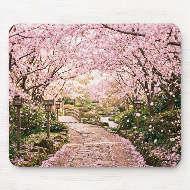Mousepad Árvores de Cerejeira em Flor (Frente)
