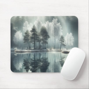 Mousepad Árvores De Inverno Com Reflexão De Lago