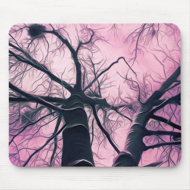 Mousepad Árvores de inverno Roxo Estilizadas (Frente)
