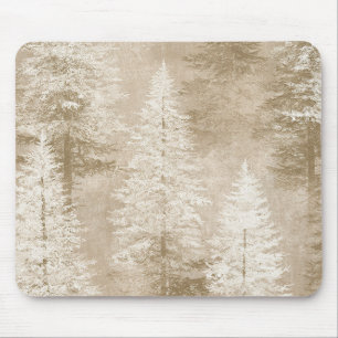 Mousepad Árvores de Natal Brancas Bege  