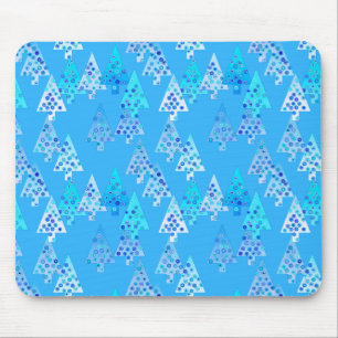 Mousepad Árvores de Natal de flores modernas - azul céu