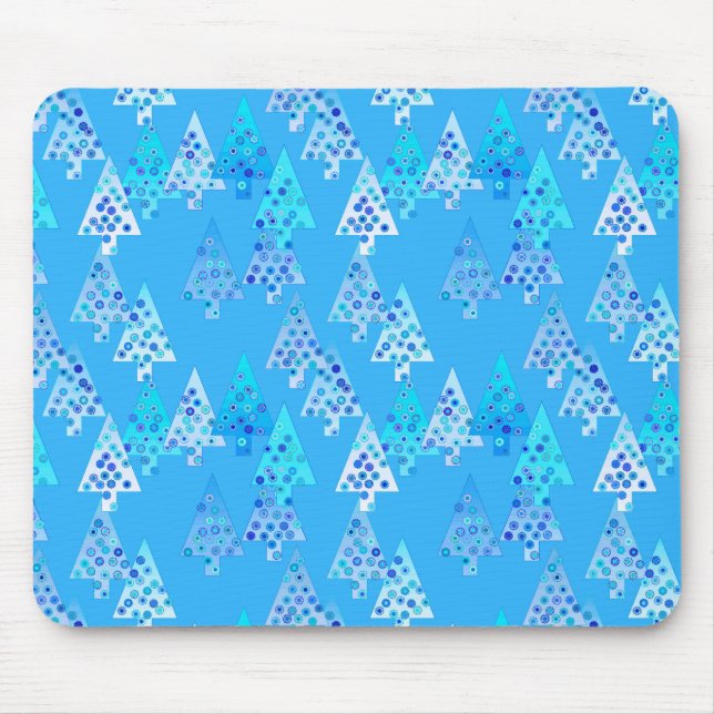 Mousepad Árvores de Natal de flores modernas - azul céu (Frente)
