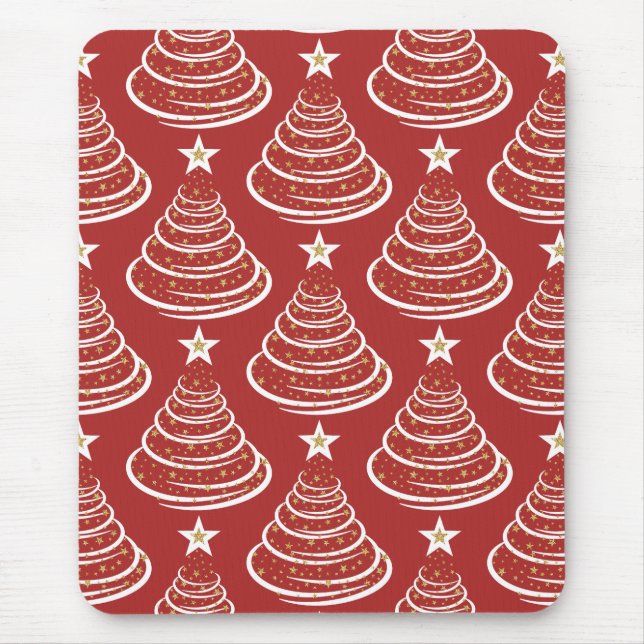 Mousepad Árvores de Natal Douradas e minimalistas (Frente)