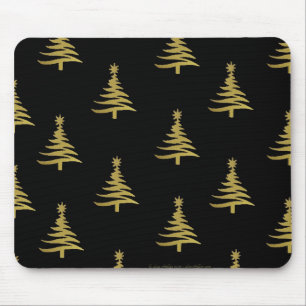 Mousepad Árvores de Natal Douradas em Preto