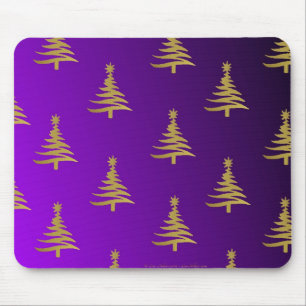 Mousepad Árvores de Natal Douradas em Roxo