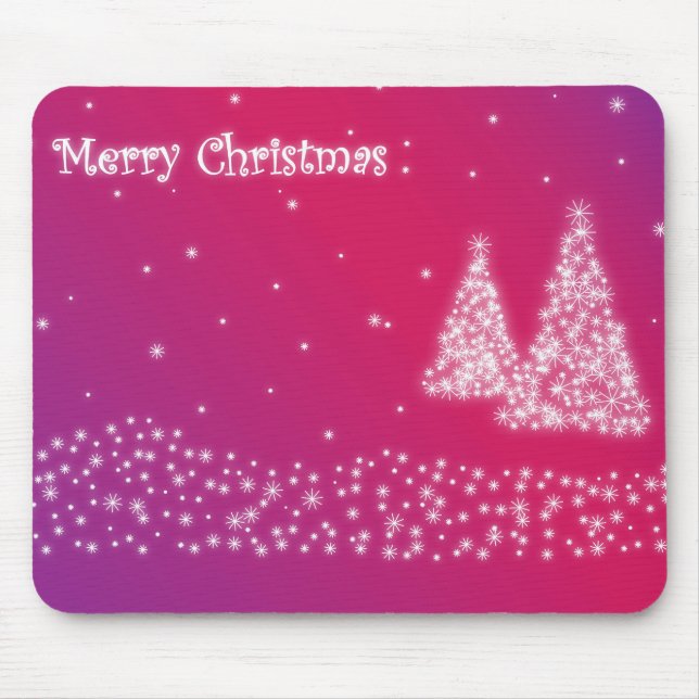 Mousepad Árvores de Natal feitas com Flocos de Neve (Frente)