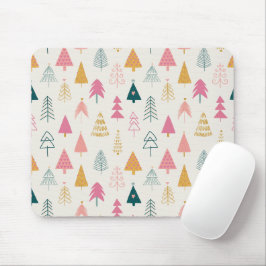 Mousepad Árvores de Natal Lindas Padrão Rosa Corado