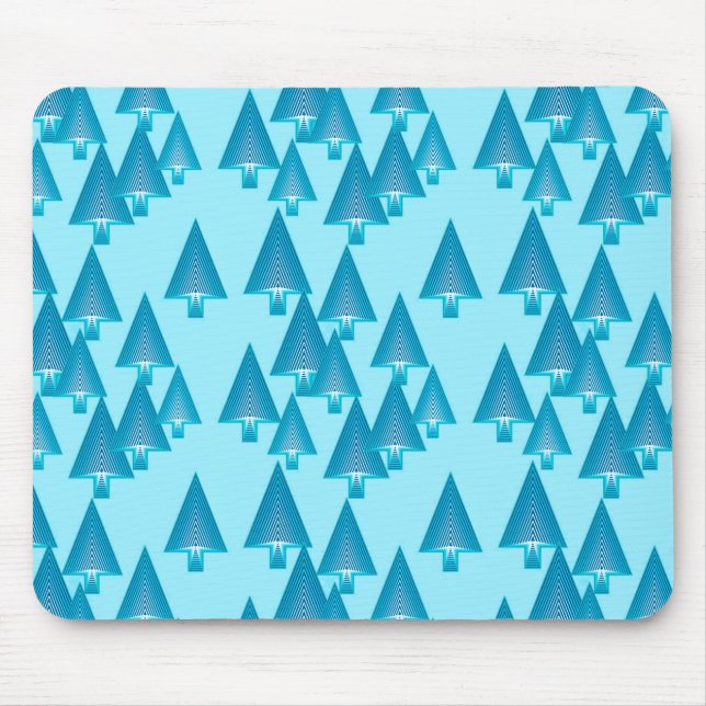Mousepad Árvores de Natal metálicas modernas - azul-céu (Frente)