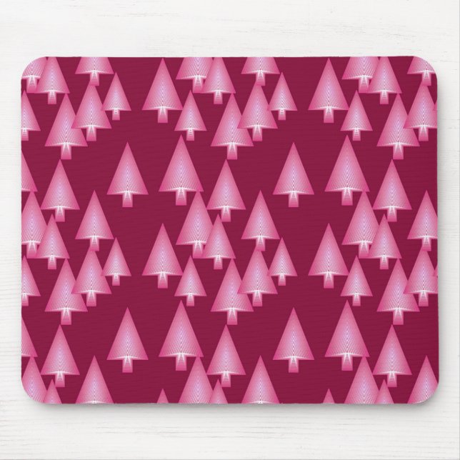 Mousepad Árvores de Natal metálicas modernas - rosa & vinho (Frente)