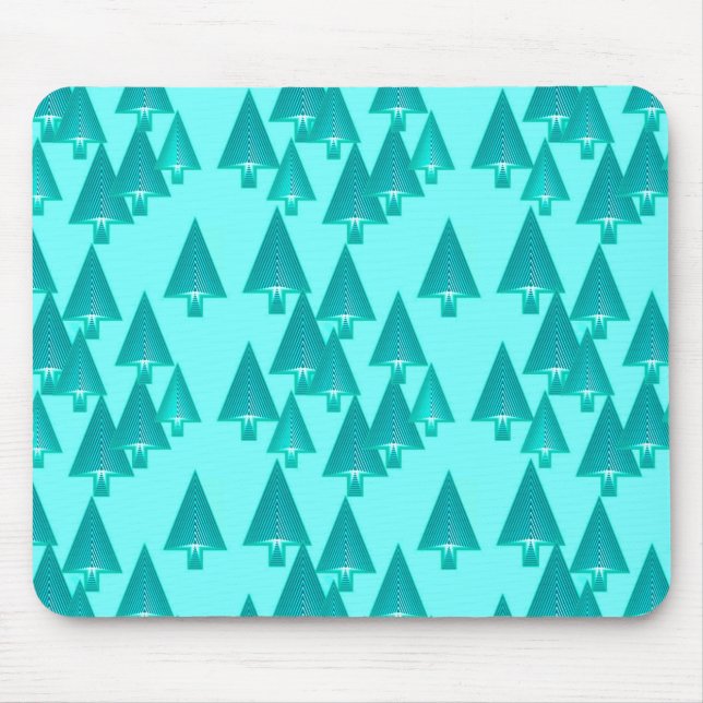Mousepad Árvores de Natal metálicas modernas - Turquesa (Frente)