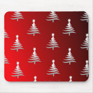 Mousepad Árvores de Natal Prata no Vermelho