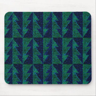 Mousepad Árvores de Natal verdes e azuis. 