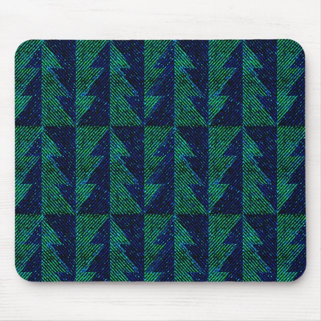 Mousepad Árvores de Natal verdes e azuis. (Frente)