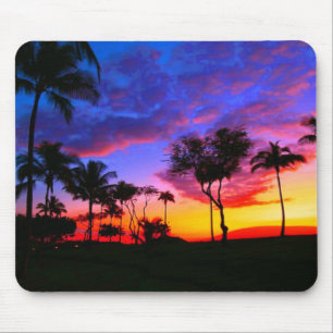 Mousepad Árvores de Palma de Praia Havaiana, Exóticas, Verm