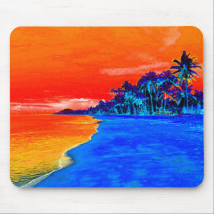 Mousepad Árvores de Palma Exóticas de Praia pop Art