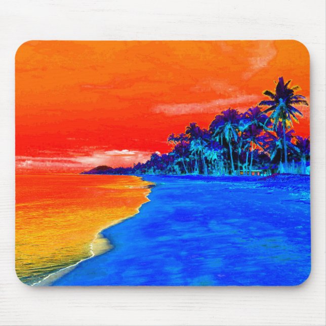 Mousepad Árvores de Palma Exóticas de Praia pop Art (Frente)