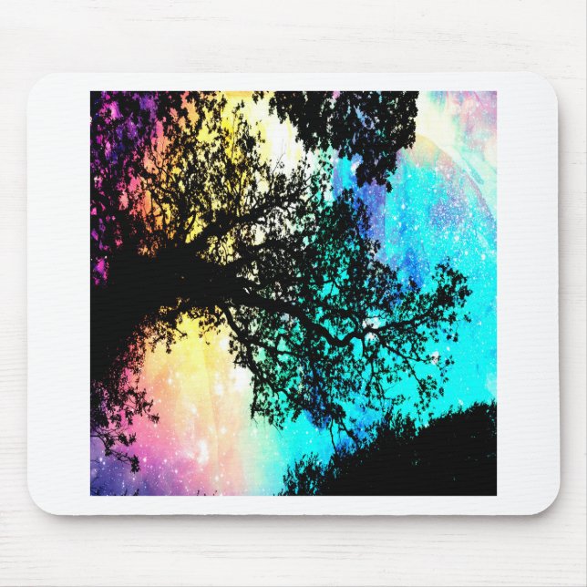 Mousepad Árvores Negras Espaço Colorido (Frente)