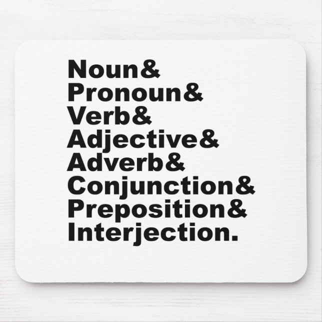 Mousepad As 8 Partes do Discurso em Língua Inglesa (Frente)